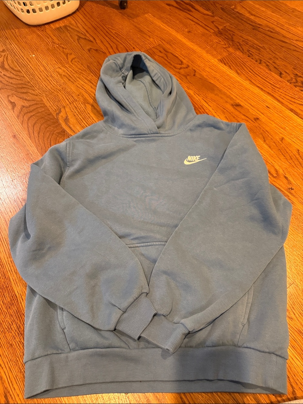 Nike Light Blue Pullover Hoodie with White Swoosh
